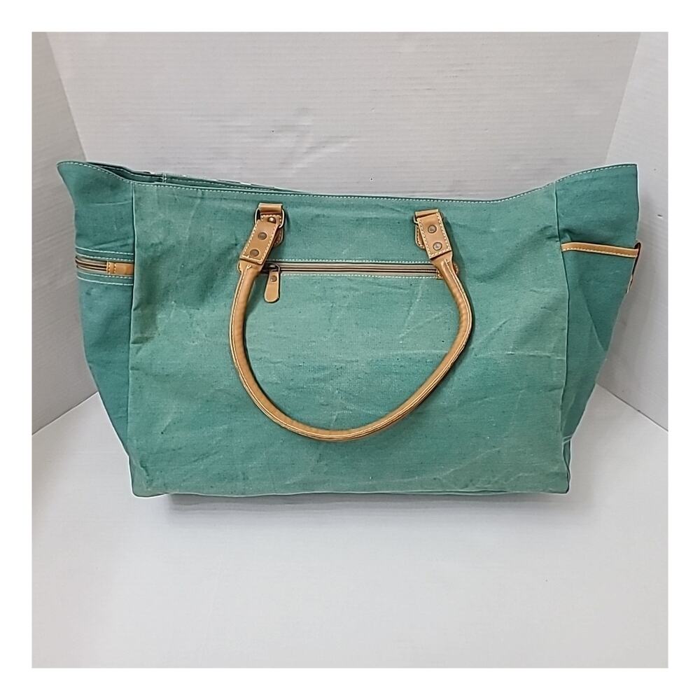 New Sixtease Tote Weekender Bag Leather Canvas Boho Southwestern Multi Textures - Picture 4 of 12